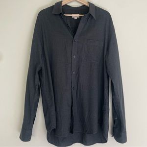 Men’s Club Monaco Long Sleeve Charcoal Gray 100% Cotton Button Up Shirt Size XL